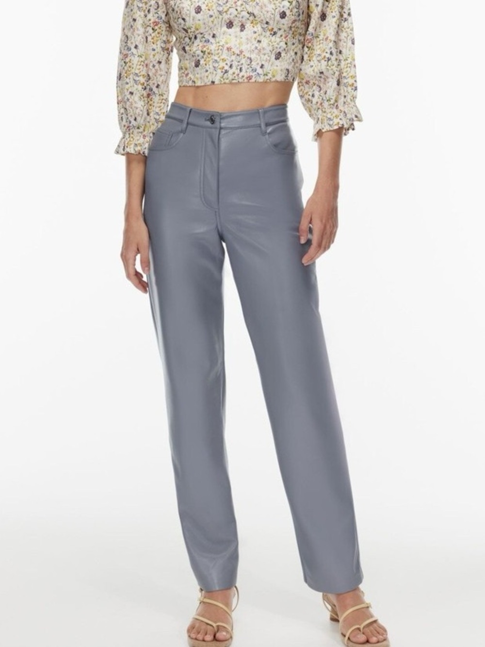 Aritzia Wilfred The Melina™ Leather Pant in Marble Grey Stone